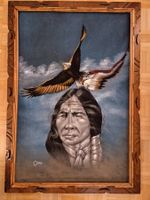 Indianer Kunst Malerei auf Samt Original