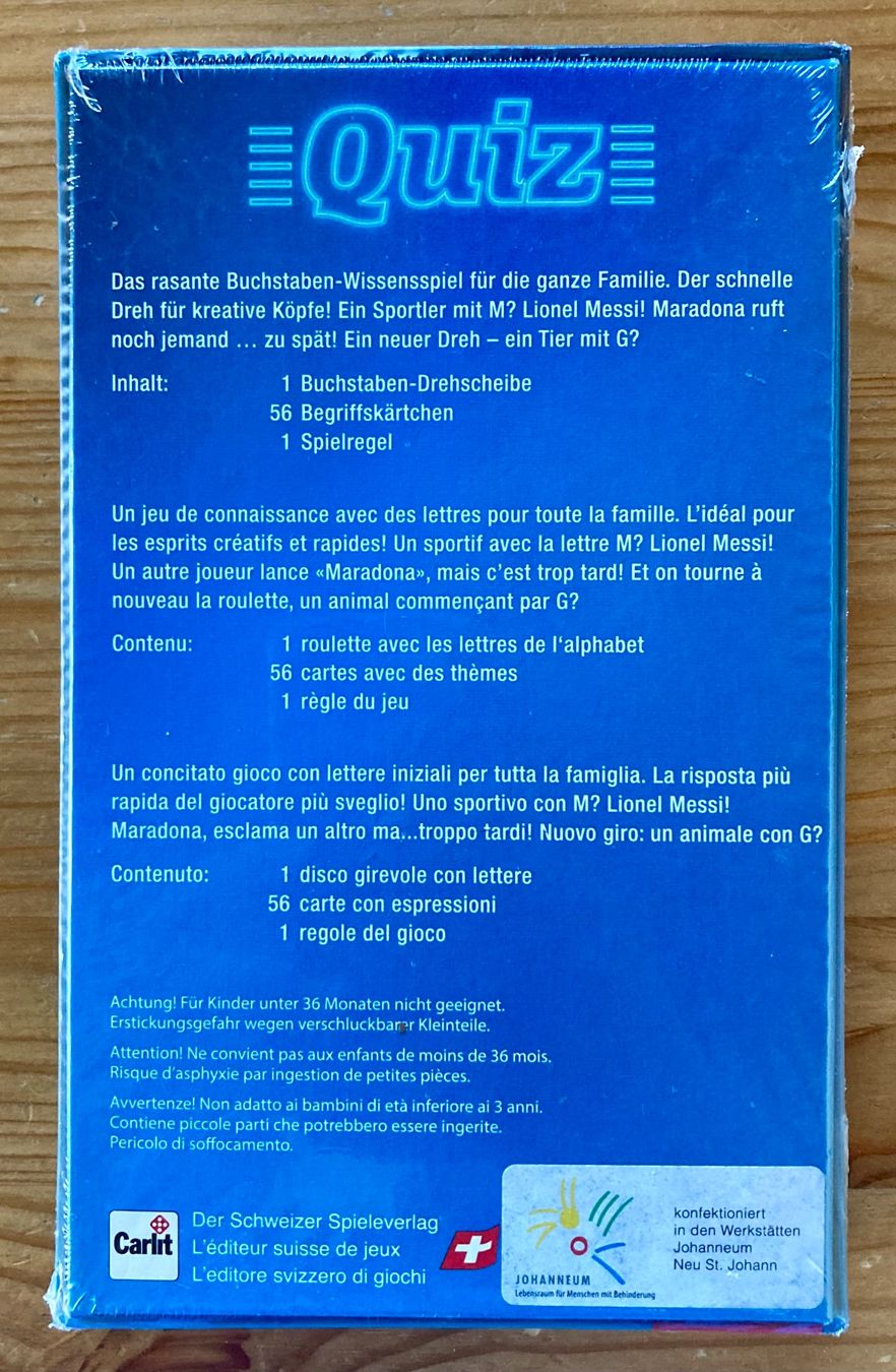 Carlit Giochi: Quiz (NEU & sealed, Carlit, 2016) – Nuovo e nell'imballaggio originale da Zürich venduto da Djmotionch 2