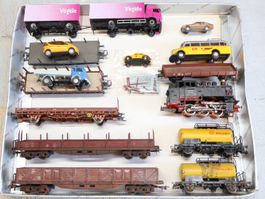 Roco Modellbahn H0 - Lok + 8 x Wagen + Fahrzeuge