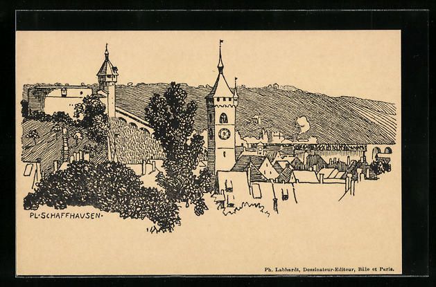Ansichtskarten: Schaffhausen, Ortsansicht mit Kirche – Gebraucht aus Berlin von bartko-reher