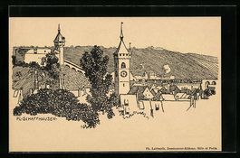 Schaffhausen, Ortsansicht mit Kirche