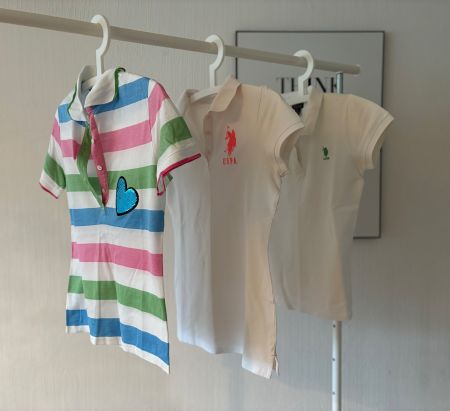 Lot de polos à rayures et unis pour femme, tailles XS/S