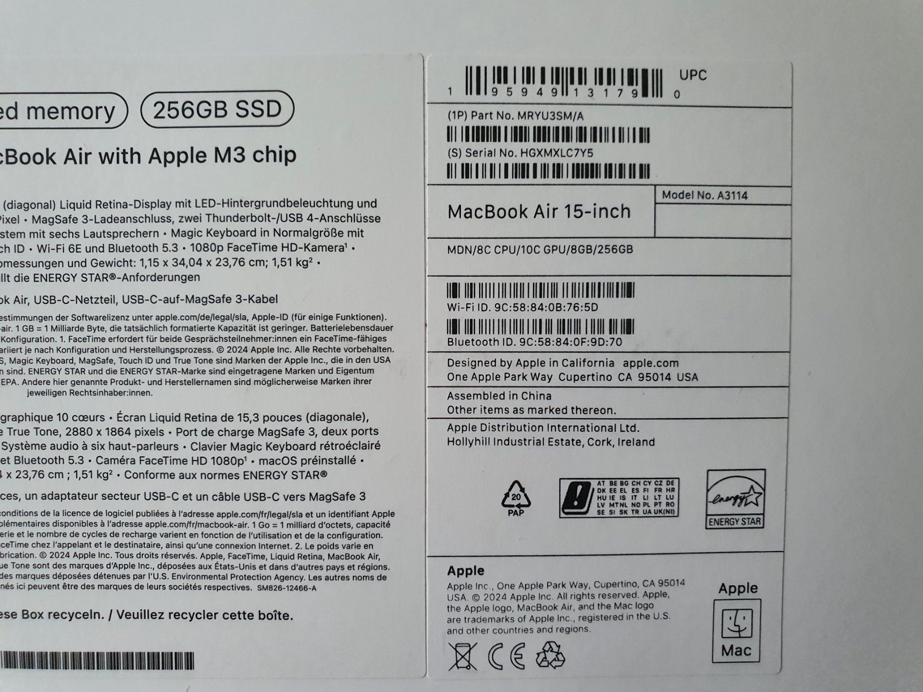 Apple Notebook: MacBook Air M3 2024 - 15" NEU – Nuovo e nell'imballaggio originale da Rheinfelden venduto da Astoria91 2