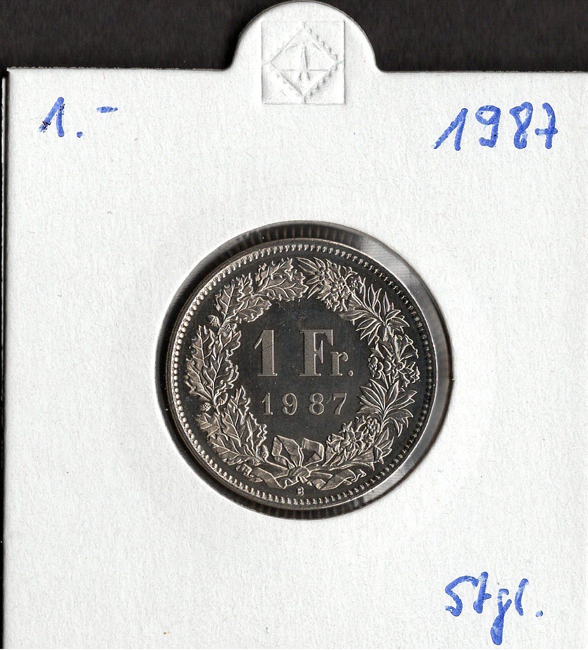 Tutti le monete: 1 Franken 1987 stgl. – Nuovo (secondo la descrizione) da Alpnach Dorf venduto da Colibri126