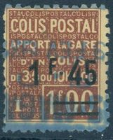 FRANCE, PAKETMARKE COLIS POSTAUX 1928, 1.45 auf 1 FRANC gest