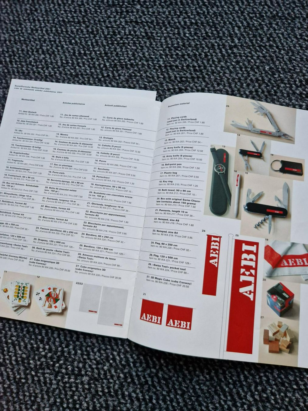 Aebi Trattori: Original Aebi Work Wear / Werbematerial Liste – Usato da Dürnten venduto da Bachtel84 3