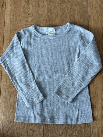Langarmshirt Thermo gerippt grau Grösse 122/128