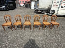 6 Stil Stühle mit Geflecht im Sitz, Buche, H 92, B 46, T 43