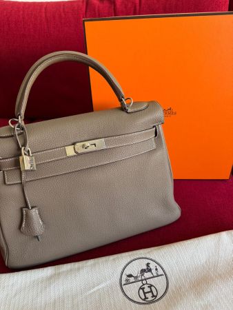 Hermès Kelly 25 - Etoupe / Palladium