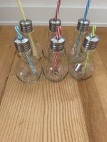 Gläser Glühbirnenform mit Strohhalm 6er Set neu