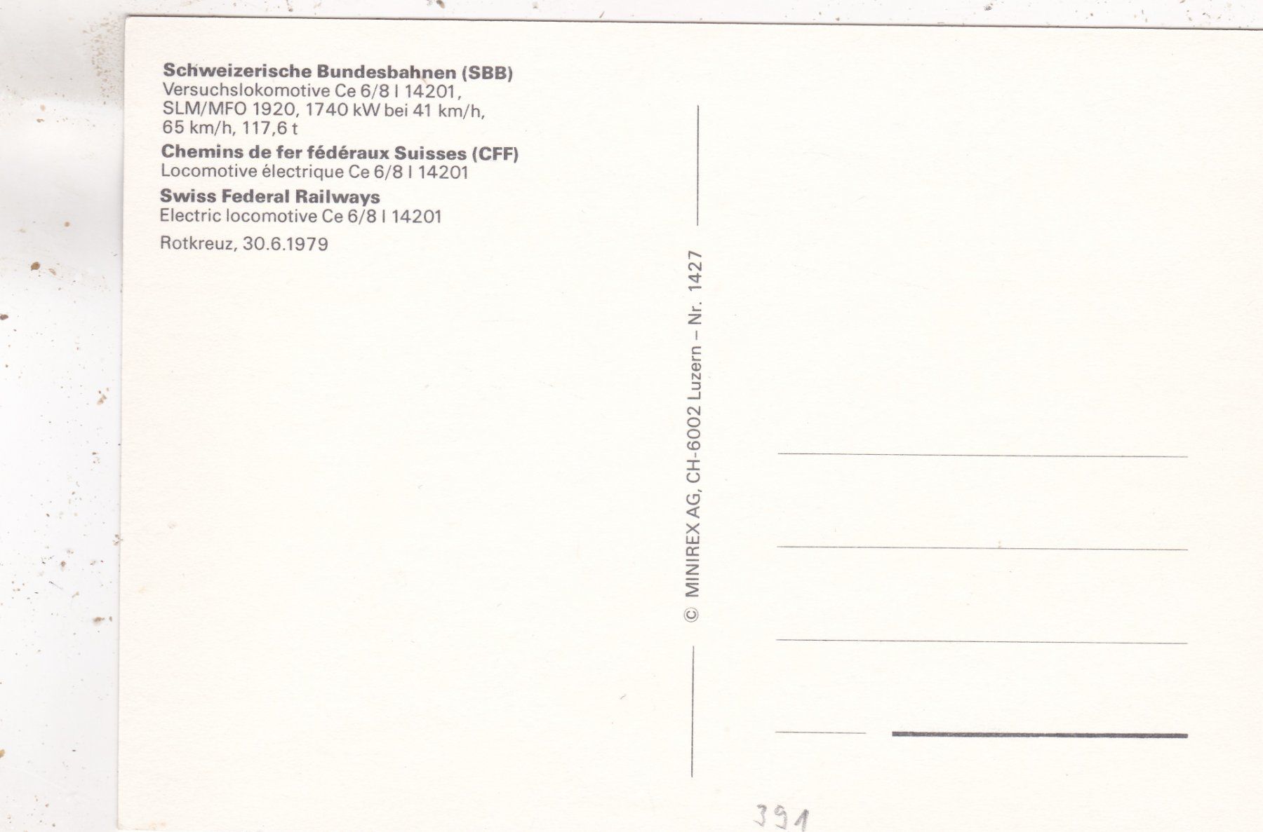 Cartoline postali: Rotkreuz Versuchslokomotive – Usato da Herisau venduto da Lisegrat2008 1