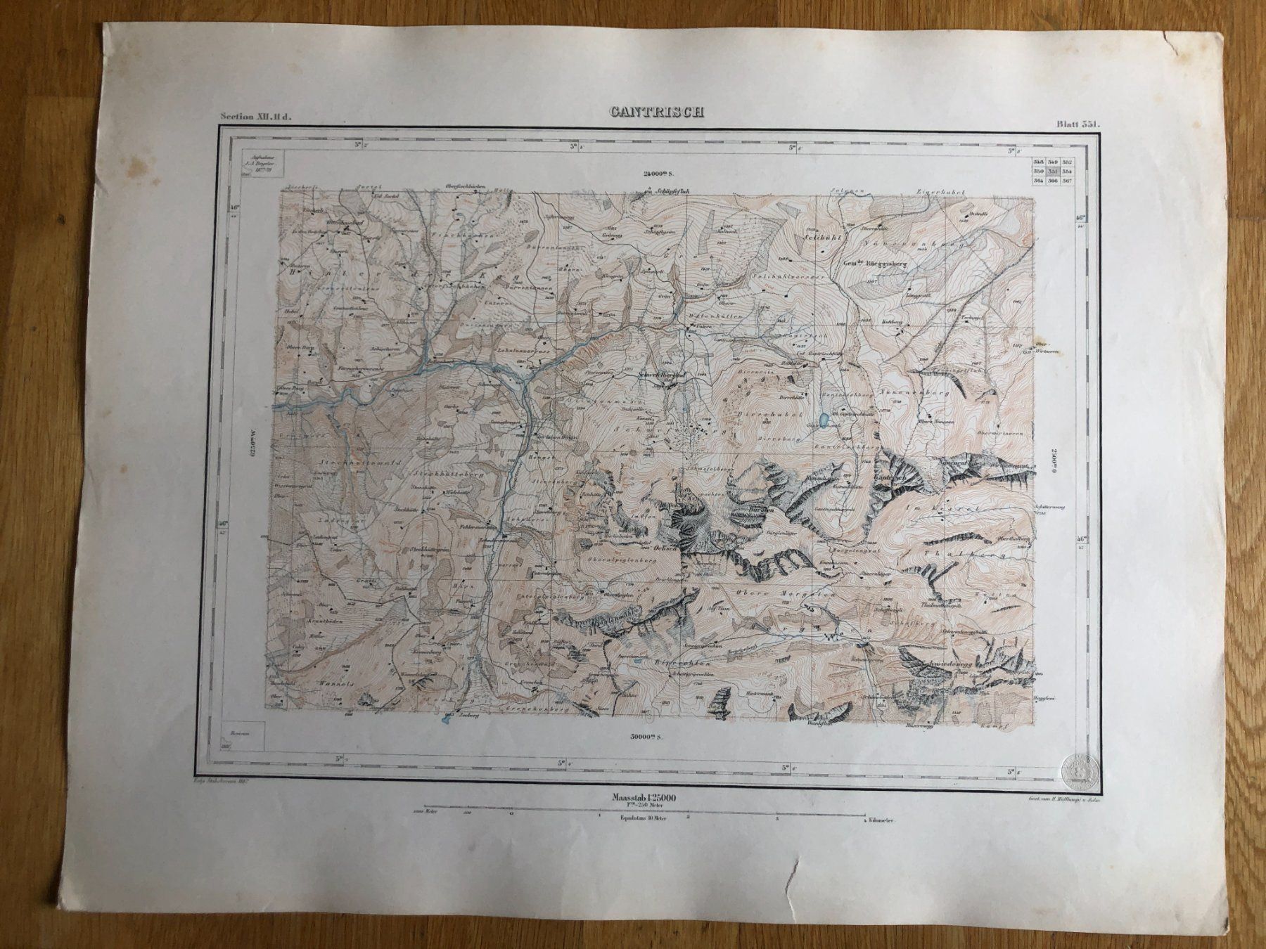Landkarten & Atlanten: Siegfriedatlas Bl. 351: Gantrisch 1882 – Gebraucht aus Zürich von allp