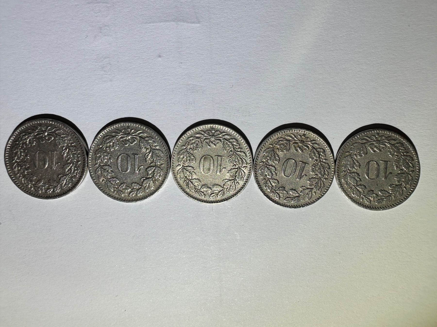 Toutes les monnaies: 5 x pièce 10 centimes Suisse – D'occasion à St-Maurice par Gigione01 1