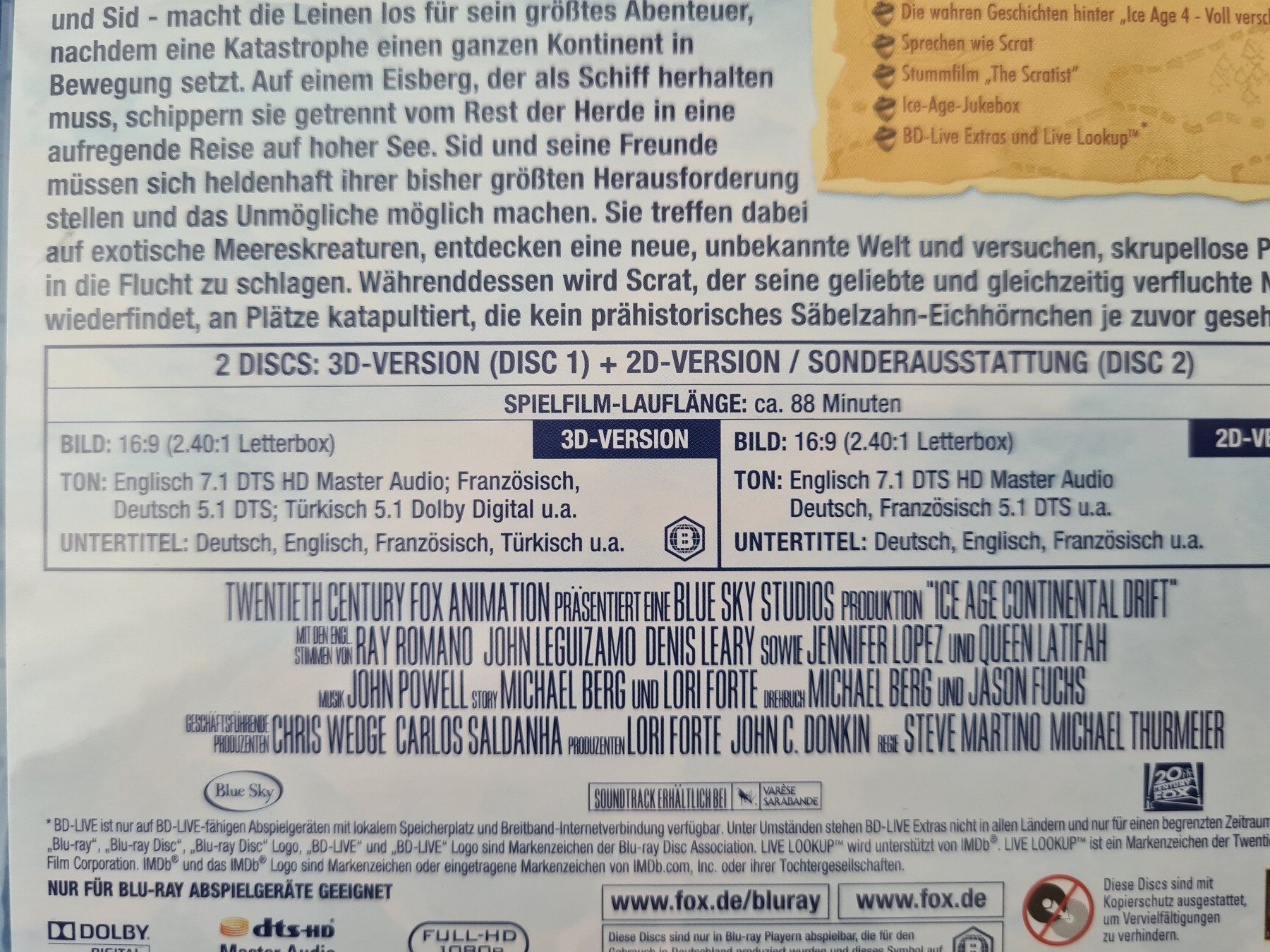 Tutti i DVDs: Ice Age 4 3D (2 Disk) - Blu-ray – Usato da Carouge GE venduto da Franllo 2