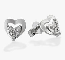 85 Weißgold 12 Diamanten 0,06 ct. Herz-Ohrringe