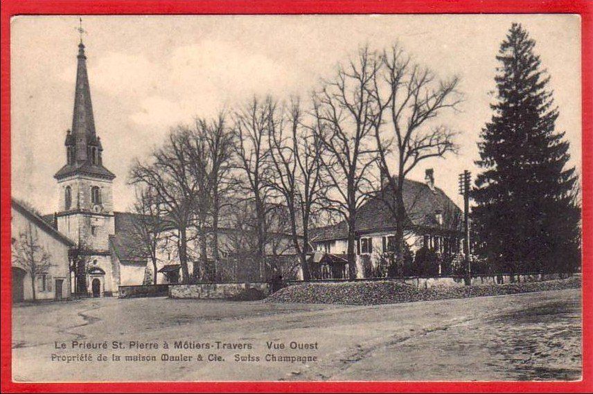 Ansichtskarten: MÔTIERS-TRAVERS, LE PRIEURÉ ST. PIERRE – Gebraucht aus Grüningen von Kartenlaube