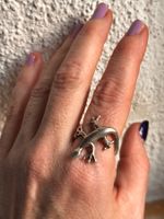 Gecko Ring, Vintage Silberschmuck (Grösse 61)