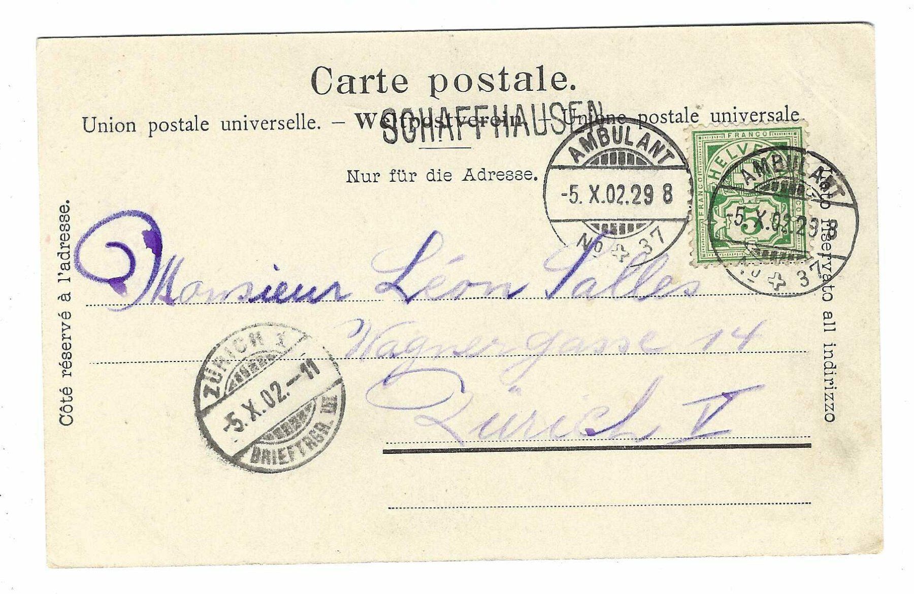 Tutti i francobolli: Stabstempel Schaffhausen 1902 5p – Usato da Aarau venduto da fussball-fussball