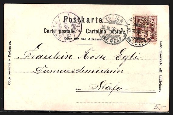 Cartoline postali: Zürich, Ortsansicht mit Dampfer und Den – Usato da Berlin venduto da bartko-reher 1