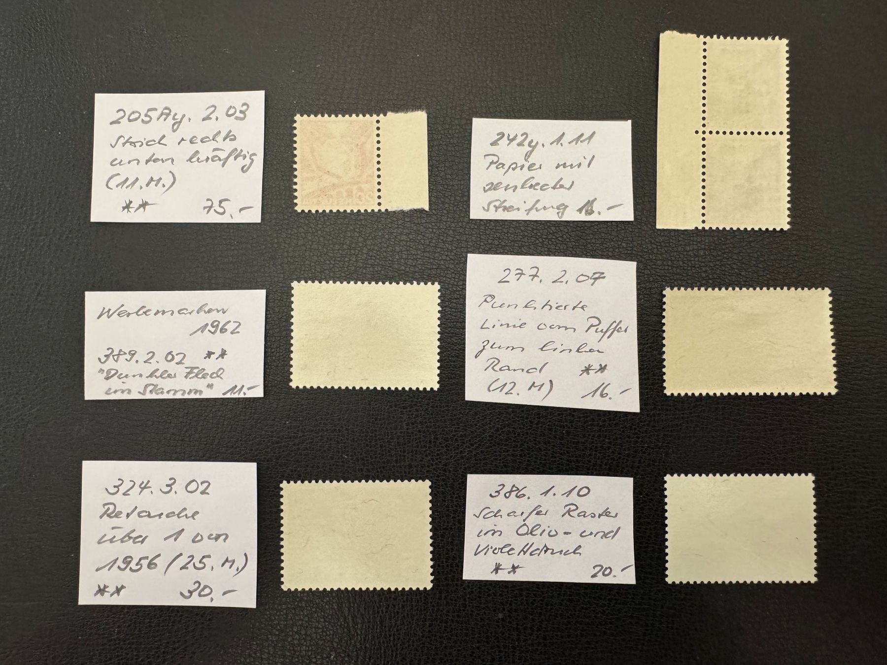 Alle Briefmarken: Freimarken, 6 ABARTEN, postfrisch – Neu (gemäss Beschreibung) aus Stallikon von HILDECH1 8