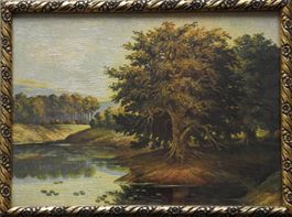 Flusslandschaft monogrammiert Antik - Meisterwerk !