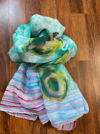 Leichter Sommer-Schal, türkis-bunt