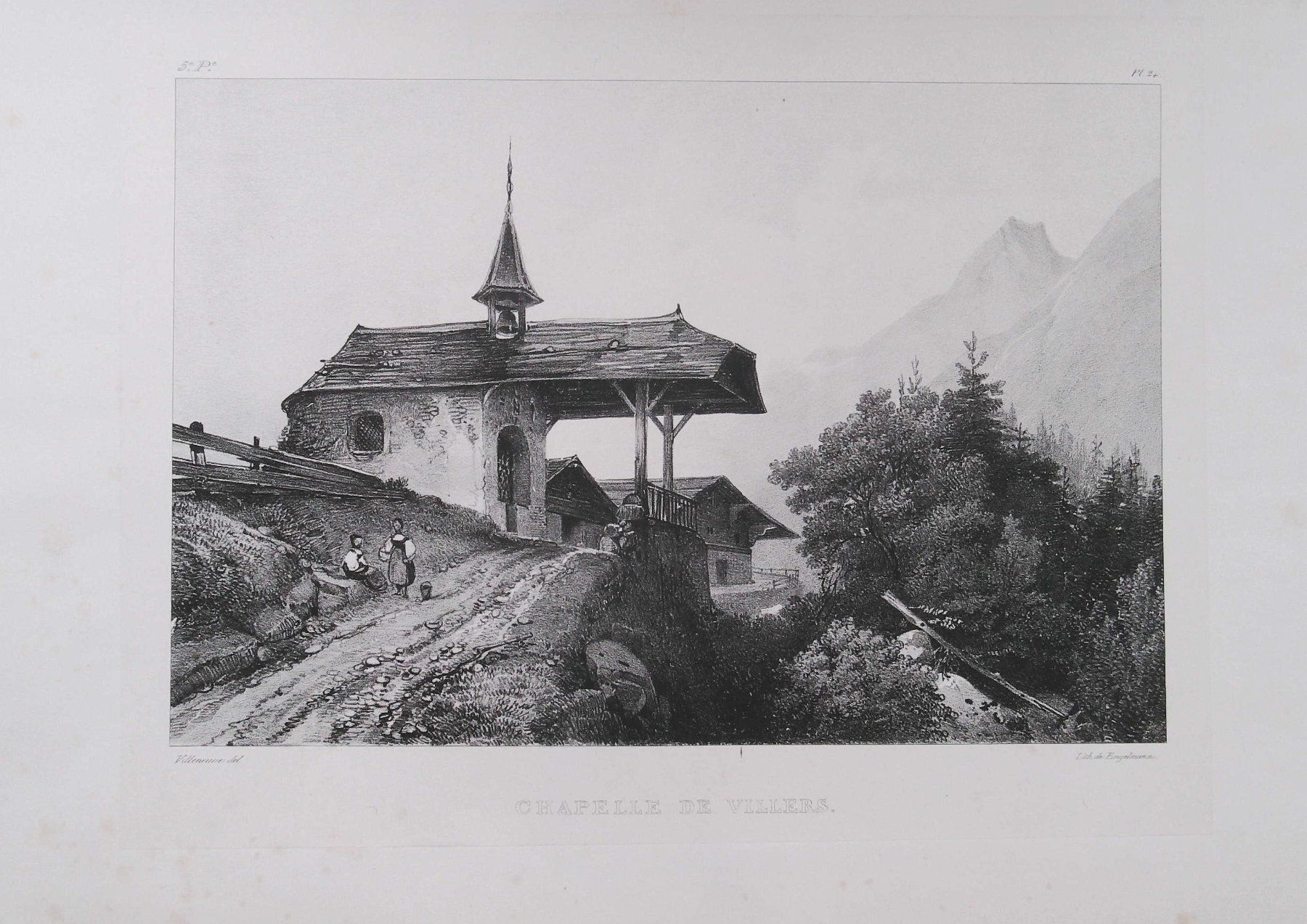 Incisioni: Kapelle Villers   Lithographie  von Engelmann – Usato da Rafz venduto da Helvet32
