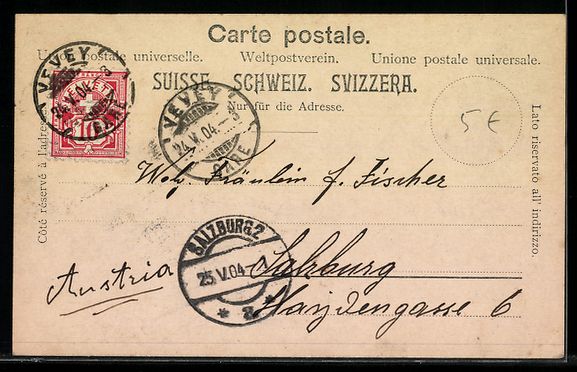Cartoline postali: AK Vevey, Hotel du Lac, 1904 – Usato da Berlin venduto da bartko-reher 1