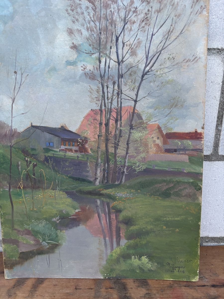 Dipinti: Gemälde Plaffeien sig Robert Kiener 1906 ohne Rahmen – Usato da Plasselb venduto da Mike760 1