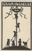 Matura-Karte 1917, Studentica, Studenten, Affen