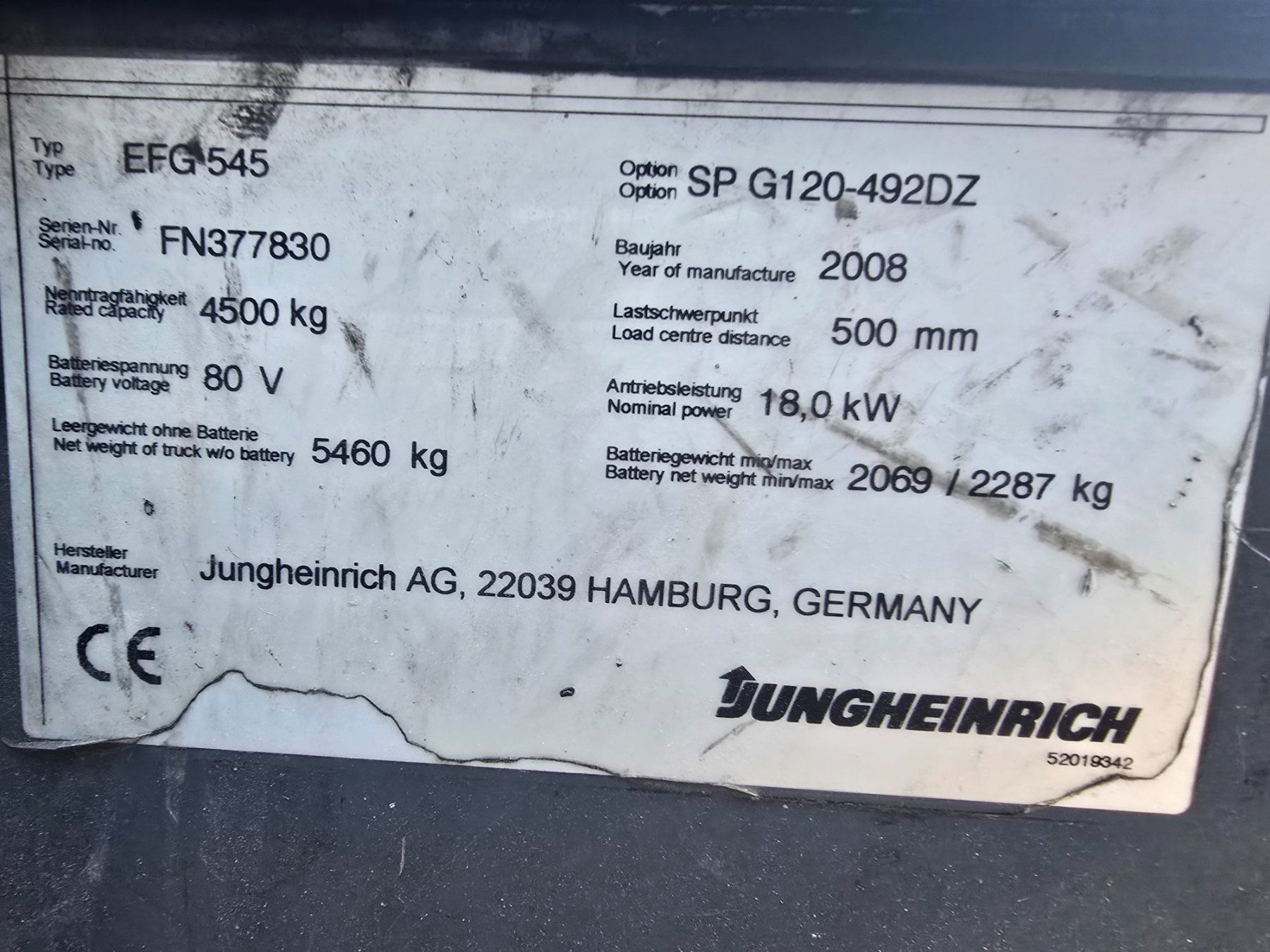 Jungheinrich Carrelli elevatori e a forche: Stapler Jungheinrich EFG 545 Triplex Hub 490cm – Usato da Amriswil venduto da basstempel 8