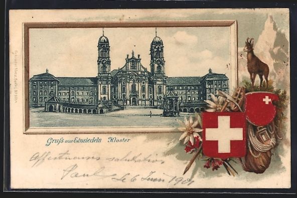 Cartoline postali: Passepartout-Lithographie Einsiedeln, Kl – Usato da Berlin venduto da bartko-reher