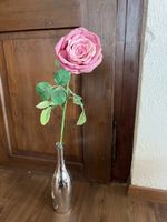 Künstliche Rose rosa mit Blattwerk, 60cm,