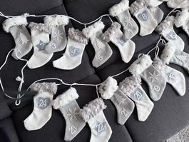 NEU🎄 Adventskalender zum Befüllen 1 - 24 silber grau weiss