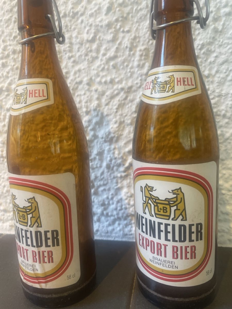 Bicchieri, Caraffe & Bottiglie: 2 Antike Bierflaschen Weinfelder Export Bier 1968 – Usato da Winterthur venduto da cheerio97 5