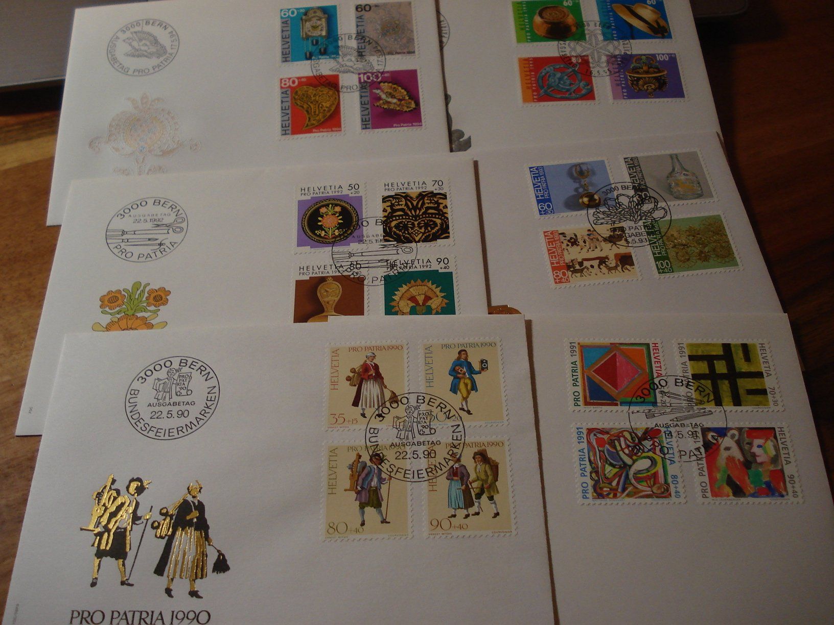Tutti i francobolli: 10 FDC Pro Patria 1986-1995 – Usato da Niederwil AG venduto da morostahu 1
