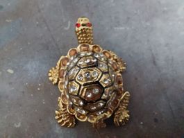 Pillendose/Schmuckdose Schildkröte mit Strasssteinen