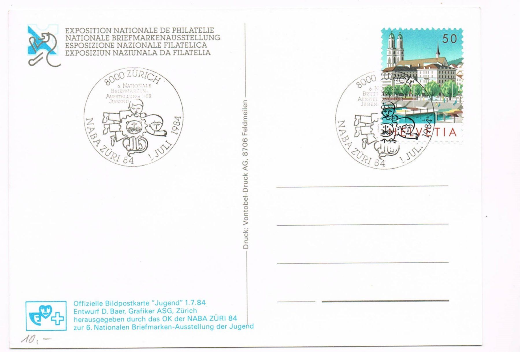 Alle Briefmarken: NABA Zürich 84, 2 Maximumkarten – Gebraucht aus Buchs AG von Baerfisch 1