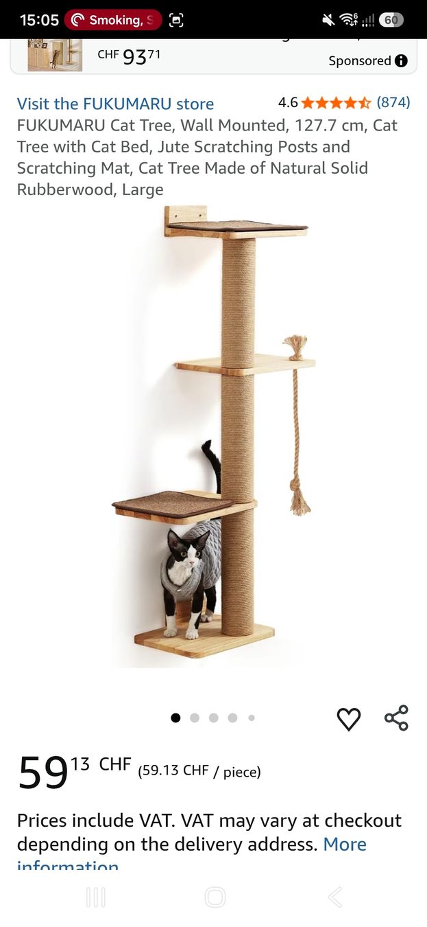 Tiragraffi: FUKUMARU Cat Tree Wall Mounted used – Usato da Zürich venduto da cao_d9qz 1