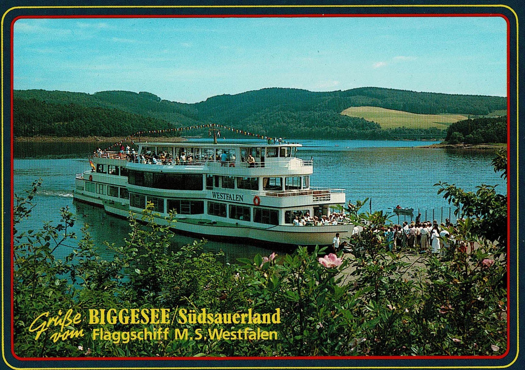 Cartoline postali: Ansichtskarte Motorschiff "Westfalen" Biggesee – Usato da Ebmatingen venduto da desalli