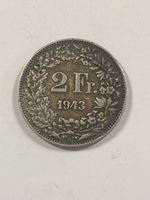 Schweiz 2 Fr. Münze 1943 - Seltene Sammlermünze! Top