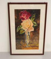 Aquarell Rosen Stillleben J.Meister gerahmt signiert (S056)
