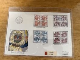 Luxusbrief FDC Volksbräuche 25.8.1977 4er Block Satz