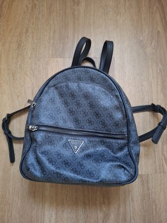 Guess Rucksack Logo Grau Schwarz, Damen, wenig getragen 55
