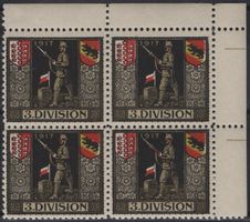3. DIVISION - seltener Soldatenmarken Viererblock - 1. WK