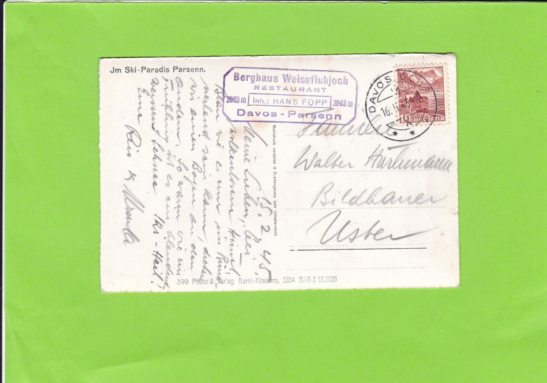 Cartoline postali: Jm Ski-Paradis Parsenn – Usato da St. Peterzell venduto da neckertal 1
