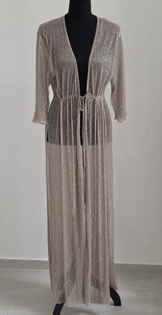 Damen Kimono lang glitzernd beige Grösse M/L neuwertig