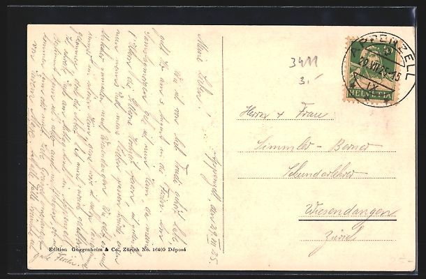 Cartoline postali: AK Appenzell, Kirche und Sitterbrücke – Usato da Berlin venduto da bartko-reher 1