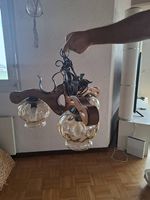 Rustikale Vintage-Hängelampe aus Holz & Glas