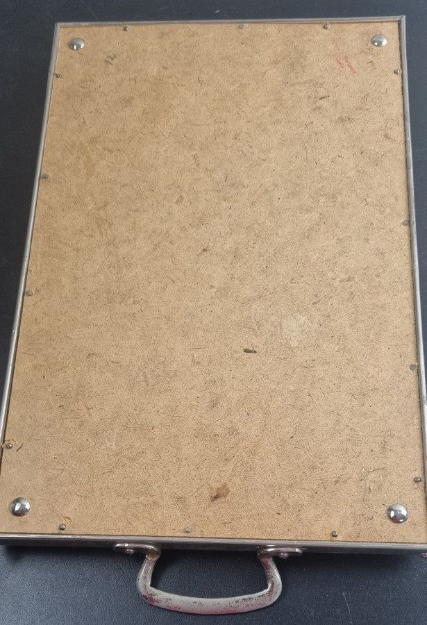 Piatti di portata: Tablett aus Zinn mit handgemalten Bild – Usato da Flums venduto da Flumsantik 3